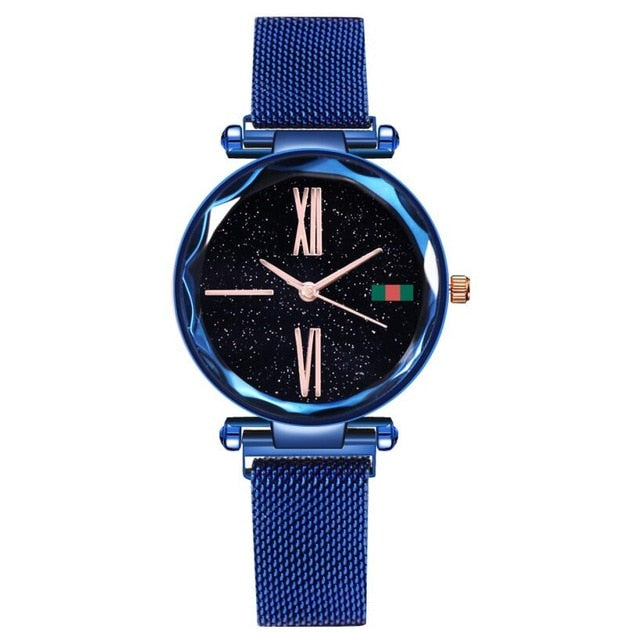 Luxury Rose Gold Women Watches Minimalism Starry sky Magnet Buckle Fashion Casual Female Wristwatch Waterproof Roman Numeral