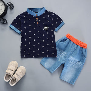 2019 Summer boys clothes sets Baby boy fashion print T-shirt + shorts  2 pieces baby cotton clothing set