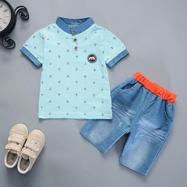 2019 Summer boys clothes sets Baby boy fashion print T-shirt + shorts  2 pieces baby cotton clothing set