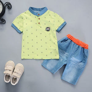 2019 Summer boys clothes sets Baby boy fashion print T-shirt + shorts  2 pieces baby cotton clothing set