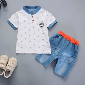 2019 Summer boys clothes sets Baby boy fashion print T-shirt + shorts  2 pieces baby cotton clothing set