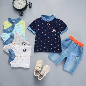 2019 Summer boys clothes sets Baby boy fashion print T-shirt + shorts  2 pieces baby cotton clothing set