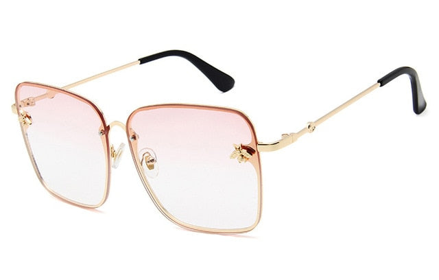 TOYEARN 2019 New Fashion Lady Oversize Rimless Square Sunglasses Women Small Bee Glasses Gradient Sun Glasses For Female  UV400