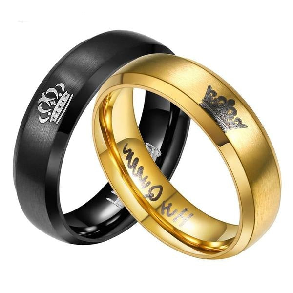 Engagement Her King and His Queen Crown Wedding Couple Rings Jewelry For Lovers Stainless Steel Rings