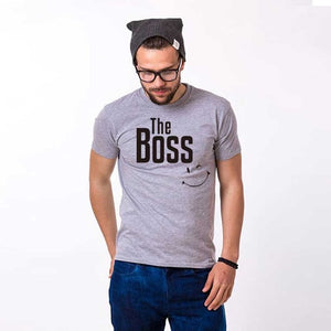 THE REAL BOSS smile couple t shirt for husband and wife lover tee shirt femme family clothes men women ulzzang valentine korean